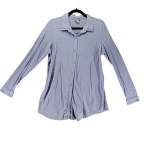 J. Jill Top Women’s Size Medium Blue Button-Up Long Sleeve 100% Cotton Shirt
